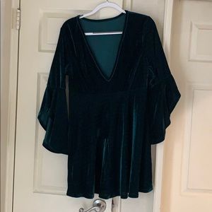 Green velvet dress